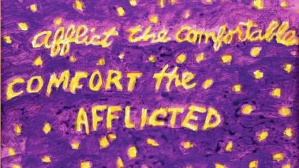 Carnegie Museum of Art: 
The late Paul Thek's affinity for Catholic activists like Dorothy Day, of the Catholic Worker movement, and the pacifist Trappist monk Thomas Merton is reflected in works such as "Afflict the Comfortable, Comfort the Afflicted," which was part of  "Paul Thek: Diver, A Retrospective."