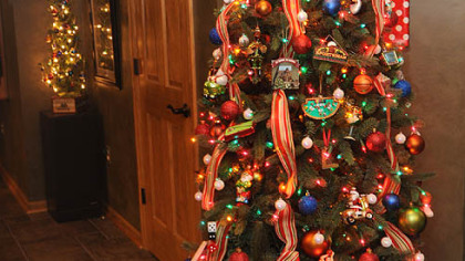 The sports-themed Christmas tree at Rose Romboski's house.