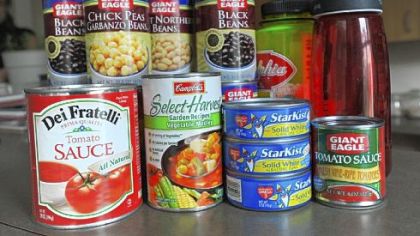 A sampling of items that may contain BPA from a local home's pantry.
