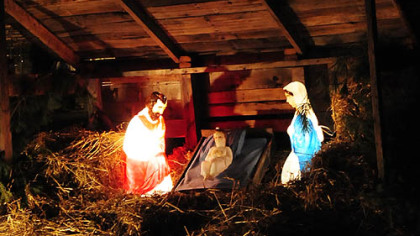 The nativity scene was crafted by Carol Vicini's son, Mike Palmer.