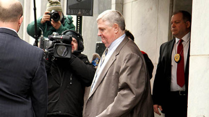 John McQueary leaves the Dauphin County Courthouse in Harrisburg after testifying.