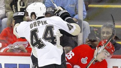 Defenseman Brooks Orpik leads the Penguins with 72 hits.