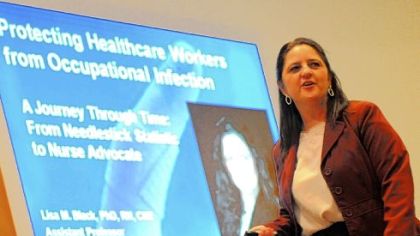 Former nurse Lisa Black, now an assistant professor at the University of Nevada, tells her story of contracting HIV and hepatitis C from an accidental needle stick while caring for a patient. She now teaches and advocates for safety in health care workplaces.