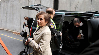 Caroline Roberto, the attorney for Tim Curley arrives at Dauphin County Courthouse in Harrisburg for the hearing for Curley and Gary Schultz.