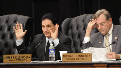 Democratic Councilmen James Ellenbogen (left) and Michael Finnerty were among the 11 votes for the increase.