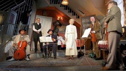The cast of "The Ladykillers" includes, from left,  Clive Rowe, Peter Capaldi, Ben Miller, Marcia Warren, Stephen Wight and James Fleet.