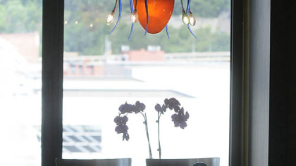 Some of the art, such as this chandelier, will be for sale.