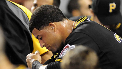 It was a tough week for the Pirates, who lugged an eight-game losing streak into Saturday night's game vs. San Diego at PNC Park.  Xavier Paul endures the final outs of an 11-6 loss to the Cubs Tuesday at PNC Park.