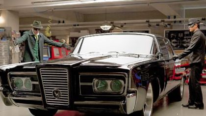 Seth Rogen, left, and Jay Chou fight crime while cruising in Black Beauty in "The Green Hornet."