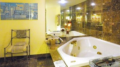 Master bath in Robert Hill's Trimont condo.