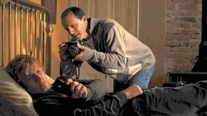 Director D.J. Caruso with Alex Pettyfer on the set.