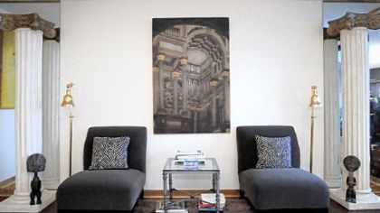 Living room in Robert Hill's Trimont condo.