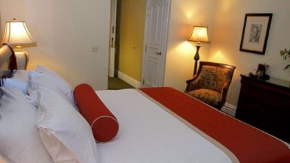 A guestroom in new wing of The Priory Hotel.