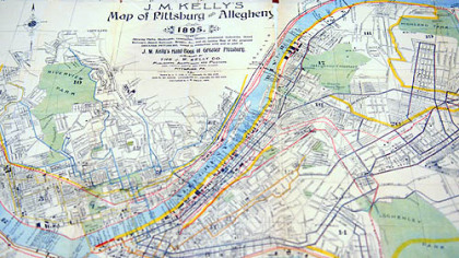 H-less Pittsburg on a city map from 1895.