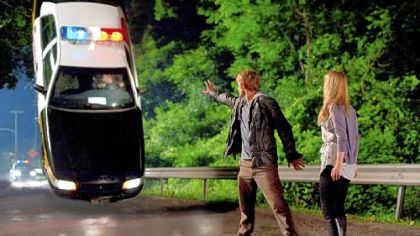 Alex Pettyfer shows other-worldy skills to Dianna Agron in "I Am Number Four."