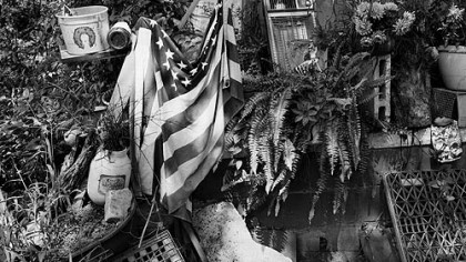From the book "Places for the Spirit: Traditional African American Gardens" by Vaughn Sills: Photo of Annie Belle Sturgehill's garden in Athens, Georgia, circa 1988.