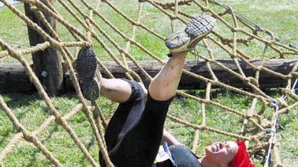 The quickest way off the last rope wall was to fall down it.