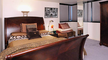 Master bedroom in Robert Hill's Trimont condo.