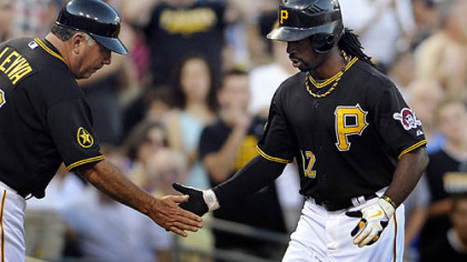Andrew McCutchen watches the final outs Sunday against the San Diego Padres in the Pirates' 10th consecutive loss.