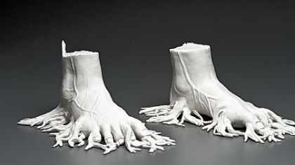 Kate MacDowell's porcelain sculpture "Migrant" is part of "DIY: A Revolution in Handicrafts," at the Society for Contemporary Craft.