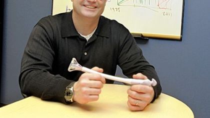 Steve Bollinger of Intimate Bridge 2 Conception with the company's first product, the Focus Touch.