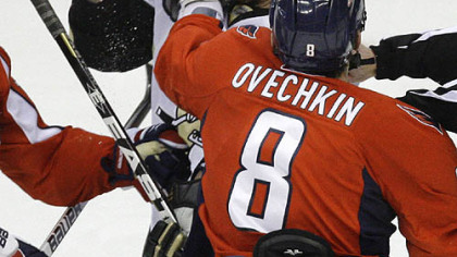 Washington's Alex Ovechkin lands a left hook to the face Penguins left winger Matt Cooke in the third period of the game Sunday at the Verizon Center in Washington.