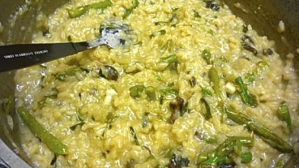Spring Risotto with Ramps, Asparagus and Morels, made with freshly foraged ramps.