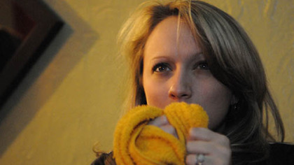 Jenna Thomas, of Freedom, clutches her Terrible Towel as she watches the third period of the Super Bowl game at Folino's Ristorante on the South Side.