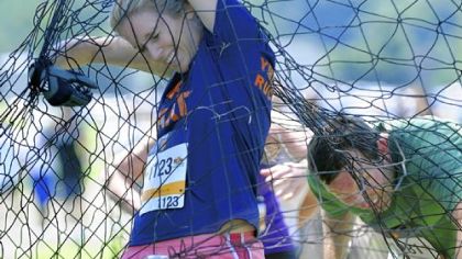 Amy Piccirilli, 26, gets through the ground net and heads to the mud pits.