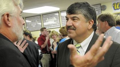 AFL-CIO President Richard Trumka last year at Carmichaels Area High School, from which he graduated in 1967. He writes for The Huffington Post but is not paid.