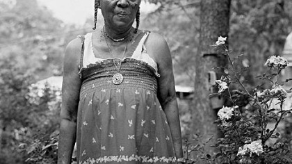 From the book "Places for the Spirit: Traditional African American Gardens" by Vaughn Sills: Photo of Bea Robinson in Athens, Georgia, 1987.