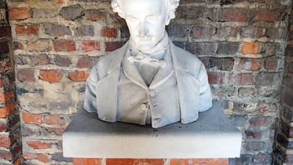 The bricks and granite columns from the Southern Literary Messenger building, where writer Edgar Allan Poe began his career, were used in the construction of the Poe Shrine at Richmond's Poe Museum.