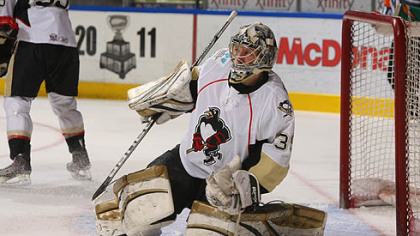 Wilkes-Barre/Scranton Penguins goaltender Brad Thiessen has a 34-7-1 record this season.