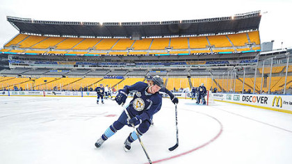 Penguins forward Jordan Staal practices at Heinz Field Friday.