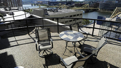 The outdoor roof-top deck.