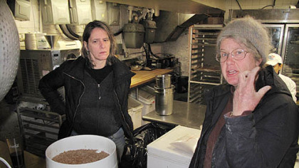 Elizabeth Dyck, right, in the kitchen of I Trulli in New York City with chef Patti Jackson.