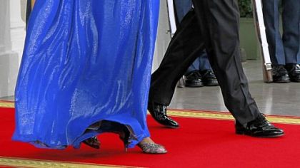 Michelle Obama wearing a Peter Soronen gown