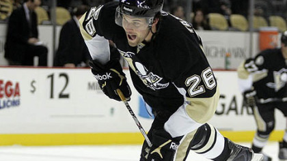 Penguins forward  Eric Tangradi has two points in 10 games this season.