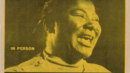 A poster for a concert by gospel singer Mahalia Jackson.