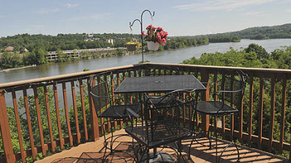 The view up the Allegheny River from Barcelona Rivers Edge, Verona.
