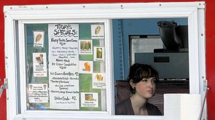 Millie Gregor, from Point Breeze, waits for customers inside the Goodie Truck on a June day.