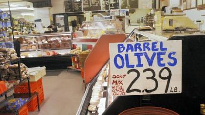 Meats, cheeses, bread and olives are on display at 
Donatelli's Italian Foods in Bloomfield.