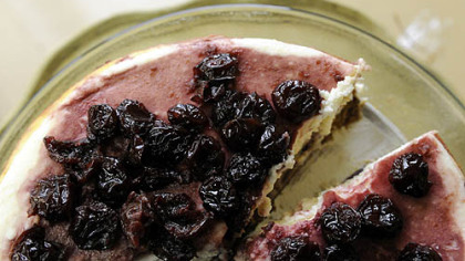 Cheesecake perfumed with Greek mastic and topped with imported Greek cherry conserve available at the Mediterra Bakehouse in Robinson.