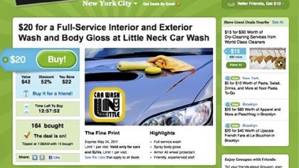 In this screen shot from groupon.com, a coupon for a New York City carwash is displayed.