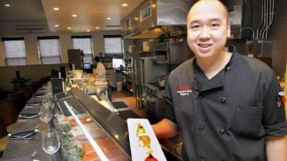 Tamari executive chef Roger Li, with his plate of temari (ball sushi) at the Lawrenceville restaurant.