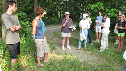 Elizabeth Dyck, coordinator of the Northeast Organic Wheat Project, talks to participants in a NOFA-NY (Northeast Organic Farming Association) field day last summer in Newfield N.Y.