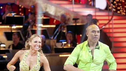 Hines Ward and his partner Kym Johnson compete during the  competition "Dancing with the Stars."