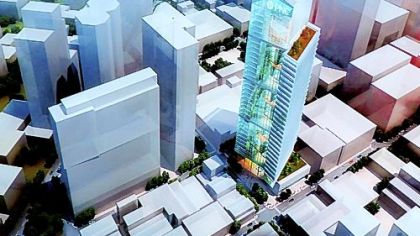 How the Tower at PNC Plaza will appear when seen from the air.