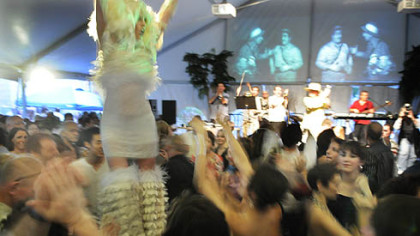 Erin Carey danced on stilts with the crowd.