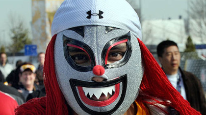 Wearing his Mexican AAA fighting mask, Alejandro Casas of Saltillo, Mexico, was ready for anything.